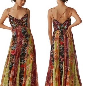 Anthropologie Colorful Patterned Maxi Dress